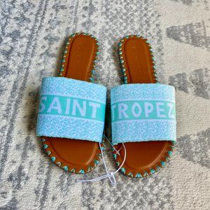 Saint Tropez Turquoise Beach Sandals Slides NWOT